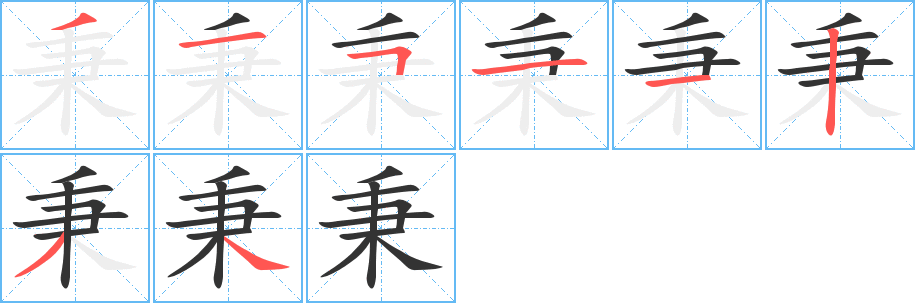 秉字的笔顺分布演示