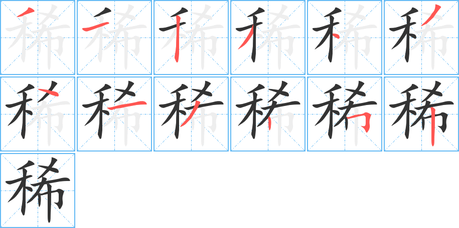 稀字的笔顺分布演示