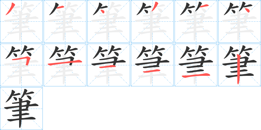 筆字的笔顺分布演示