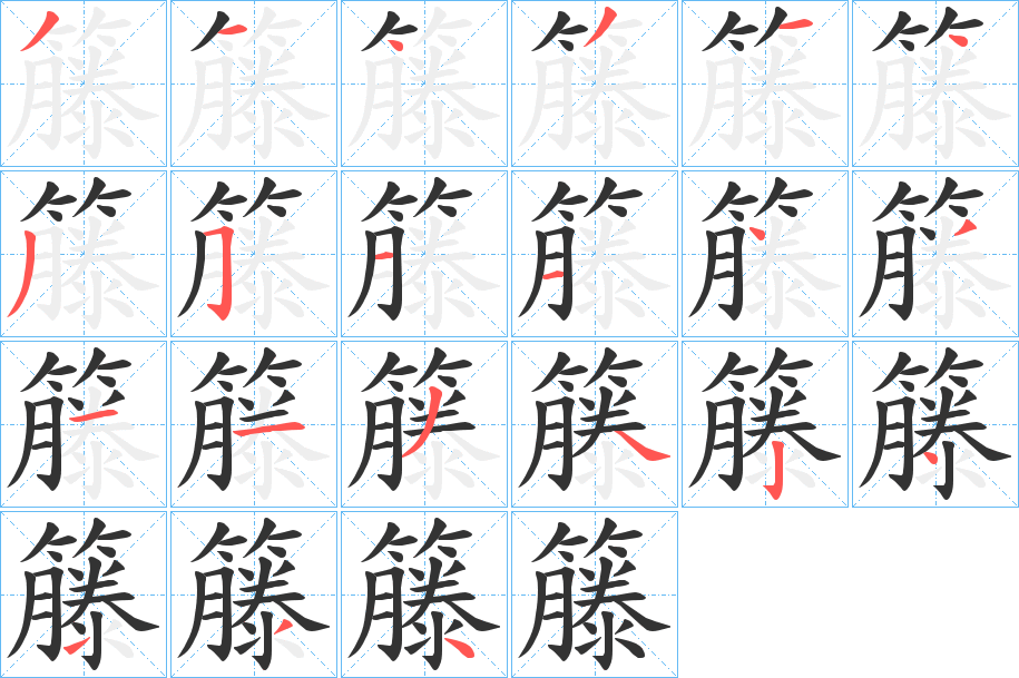 籐字的笔顺分布演示