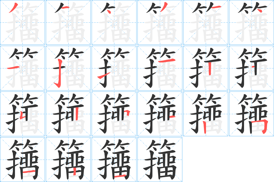 籒字的笔顺分布演示