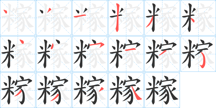 糘字的笔顺分布演示