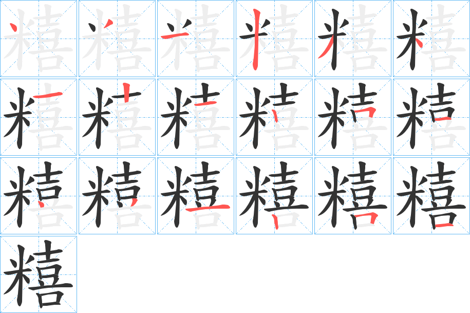 糦字的笔顺分布演示