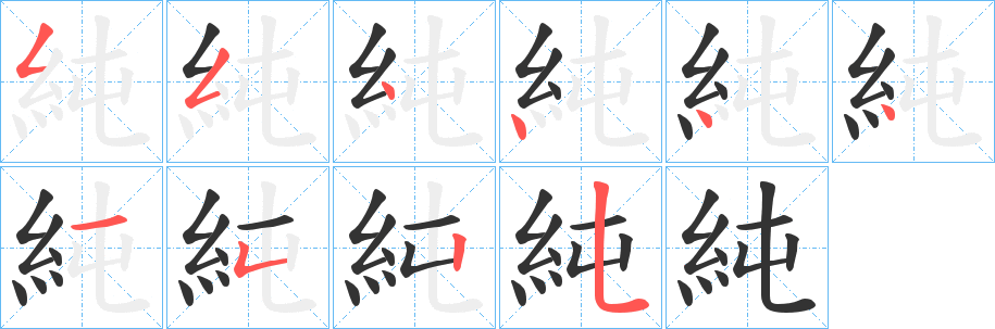 純字的笔顺分布演示