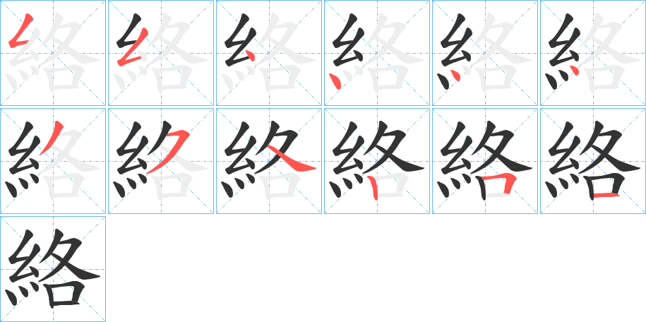 絡字的笔顺分布演示