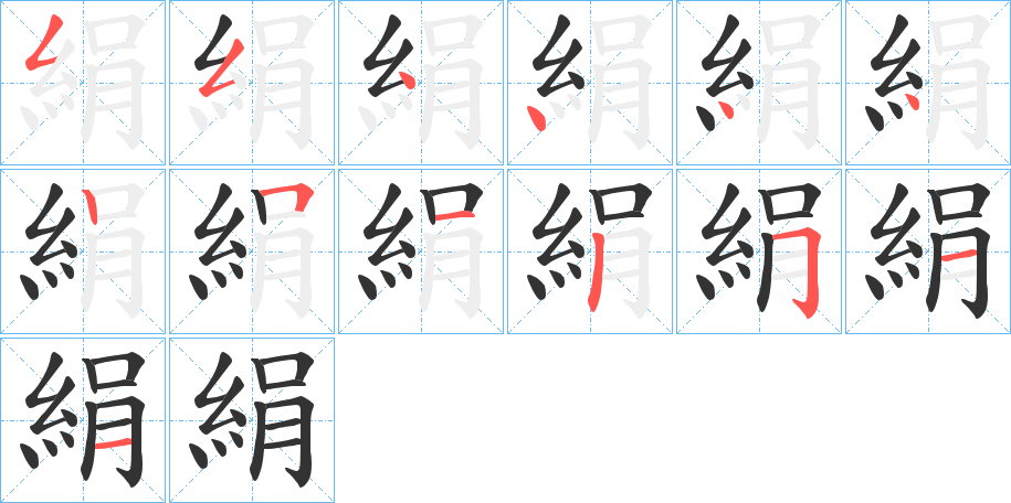 絹字的笔顺分布演示