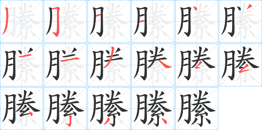 縢字的笔顺分布演示