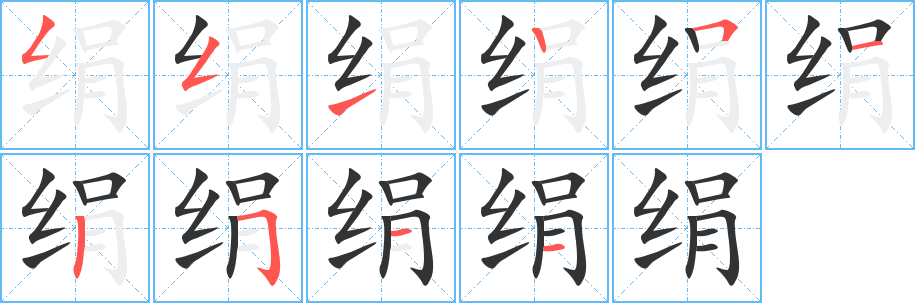 绢字的笔顺分布演示