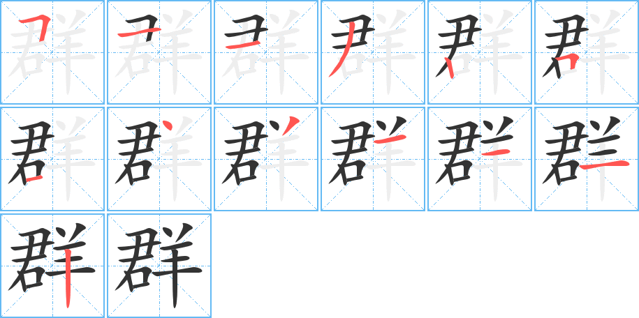 群字的笔顺分布演示