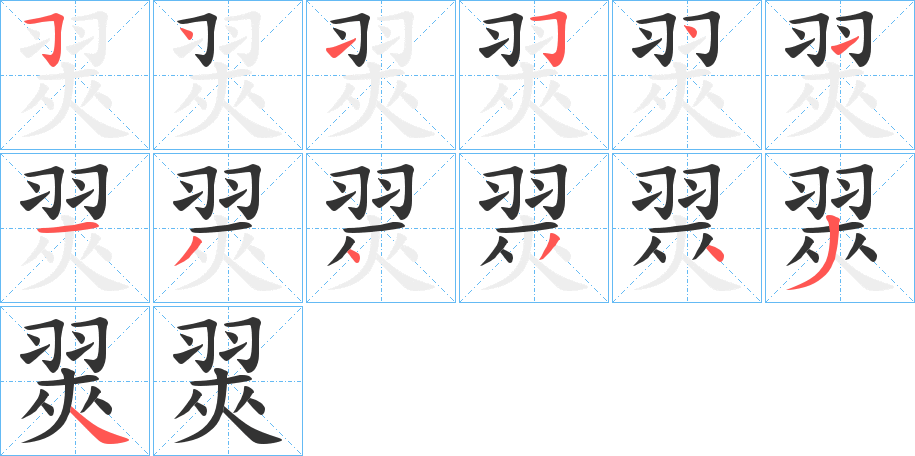 翜字的笔顺分布演示