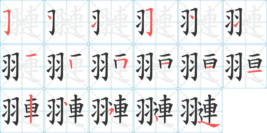 翴字的笔顺分布演示