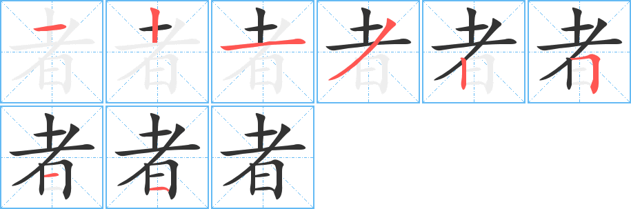 者字的笔顺分布演示