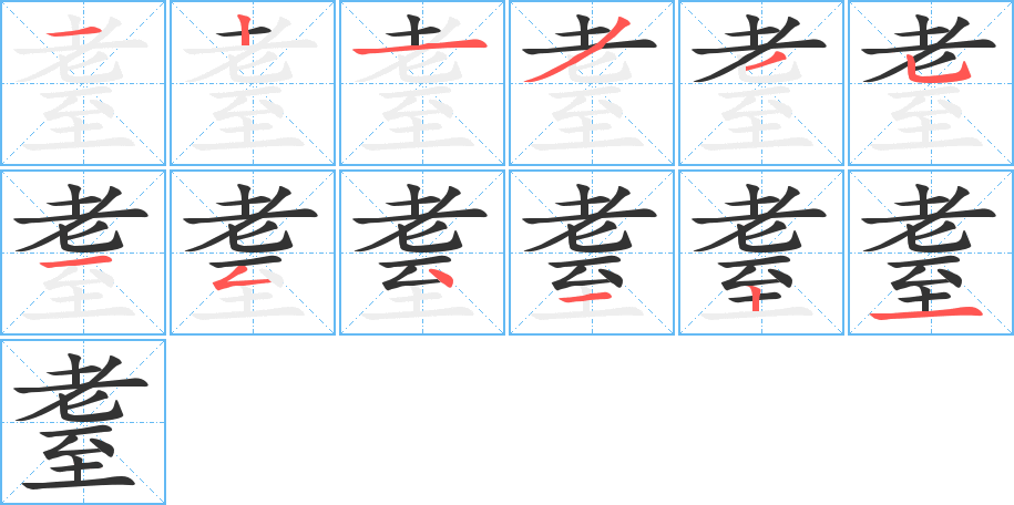 耋字的笔顺分布演示