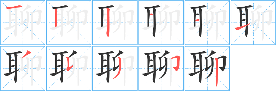 聊字的笔顺分布演示