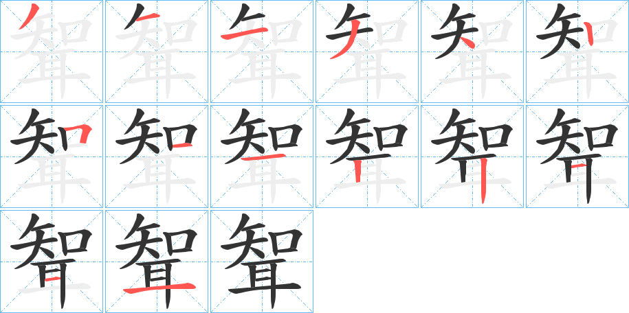 聟字的笔顺分布演示