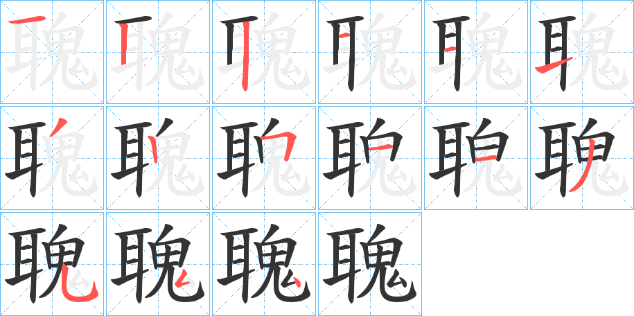 聭字的笔顺分布演示