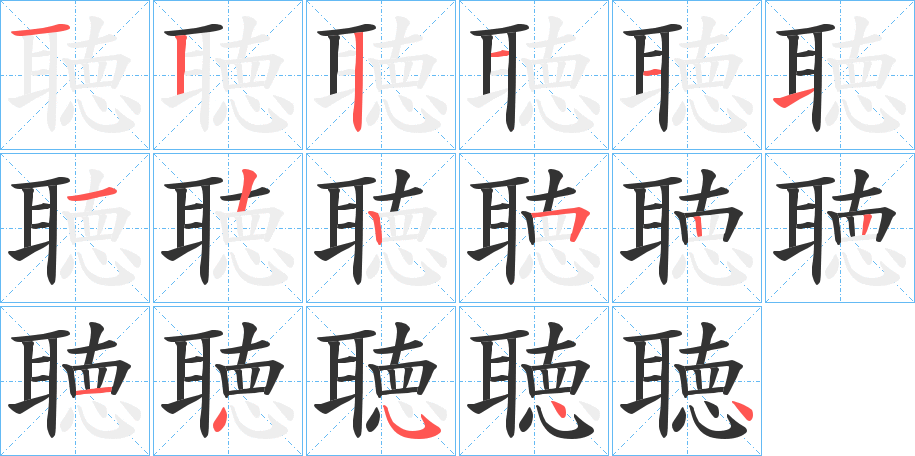 聴字的笔顺分布演示