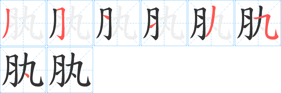 肒字的笔顺分布演示