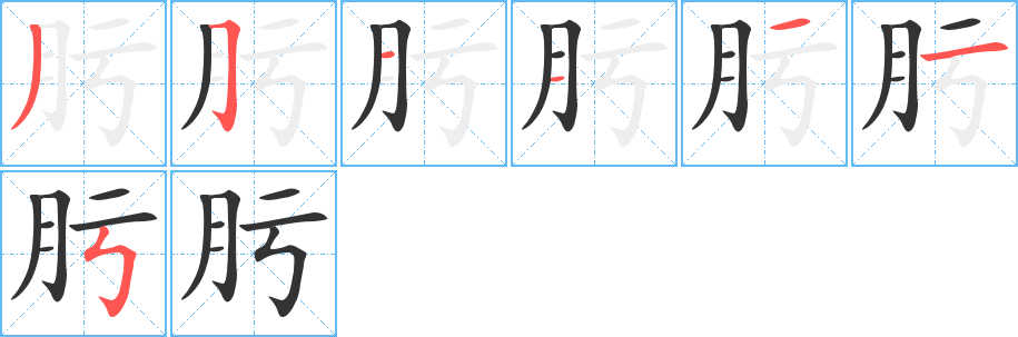 肟字的笔顺分布演示