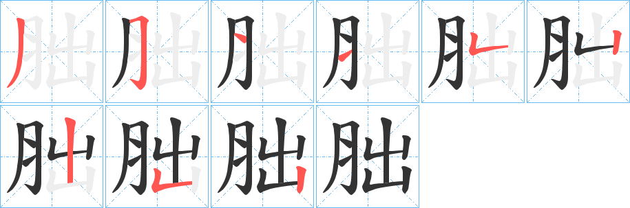 胐字的笔顺分布演示