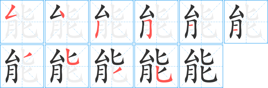 能字的笔顺分布演示