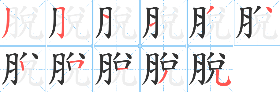 脫字的笔顺分布演示