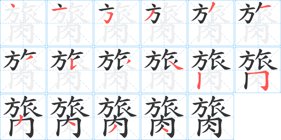 膐字的笔顺分布演示