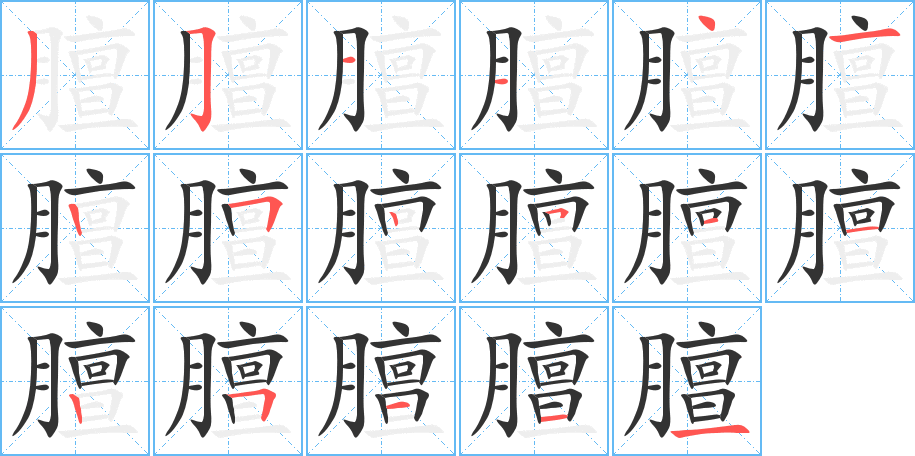 膻字的笔顺分布演示