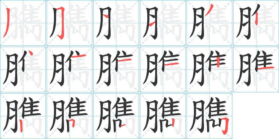 臇字的笔顺分布演示