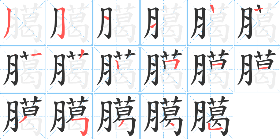 臈字的笔顺分布演示