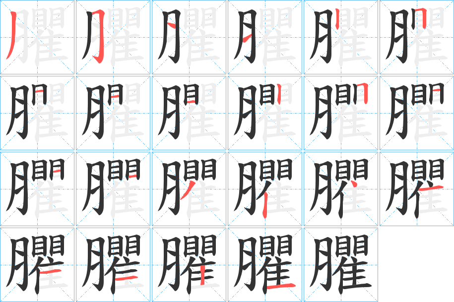 臞字的笔顺分布演示