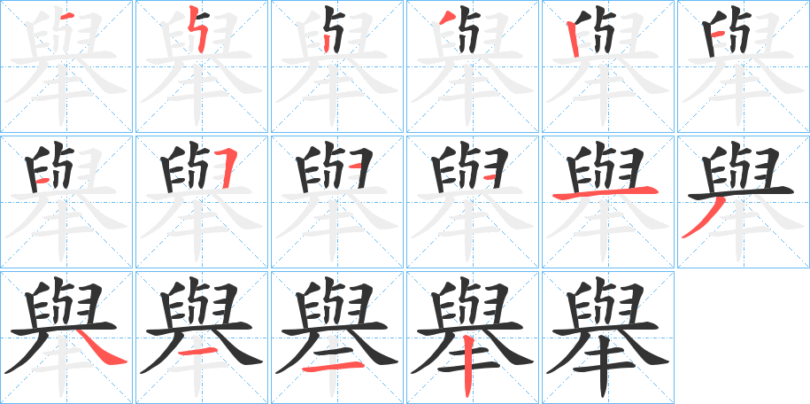 舉字的笔顺分布演示