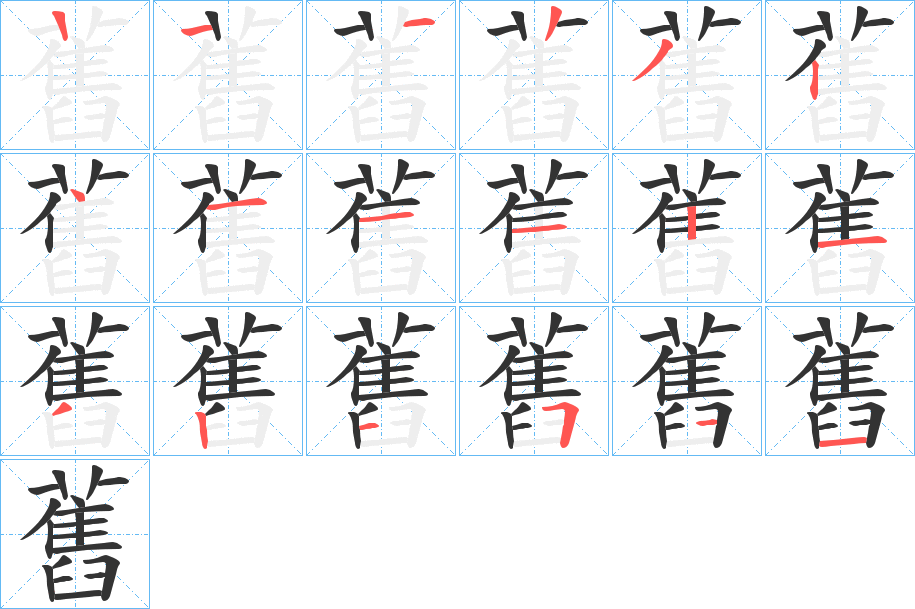 舊字的笔顺分布演示