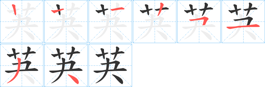 芵字的笔顺分布演示