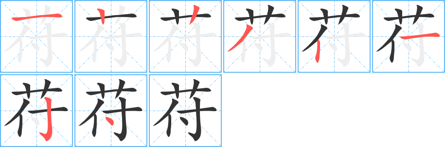 苻字的笔顺分布演示