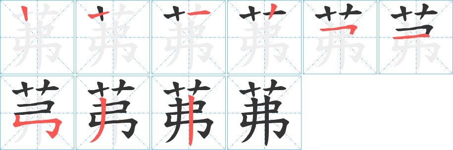 茀字的笔顺分布演示