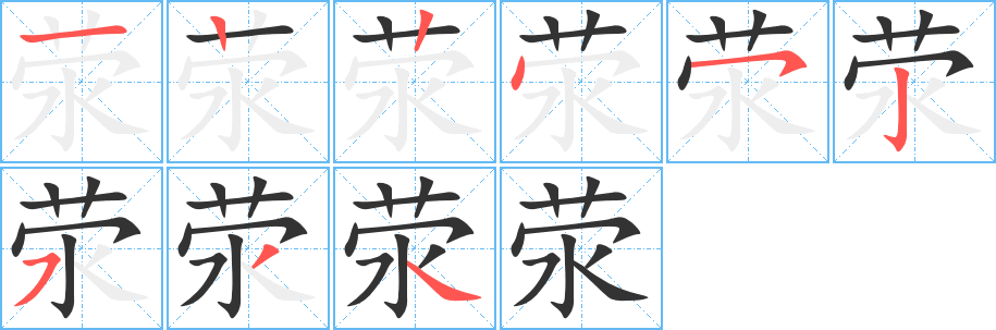 荥字的笔顺分布演示