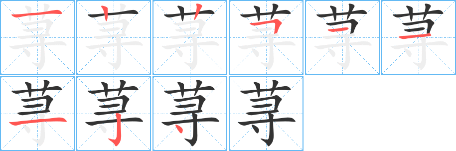 荨字的笔顺分布演示