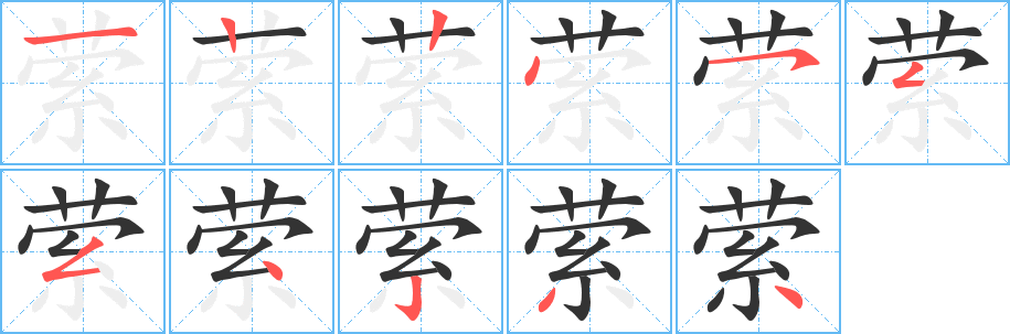 萦字的笔顺分布演示