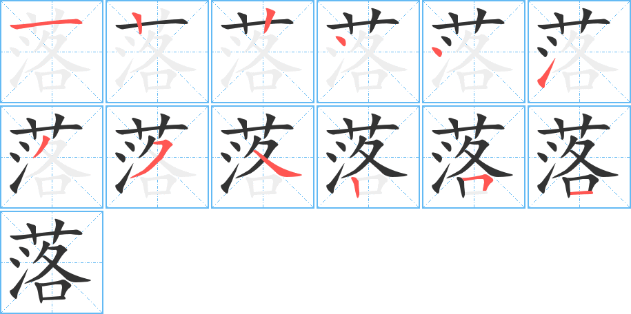 落字的笔顺分布演示