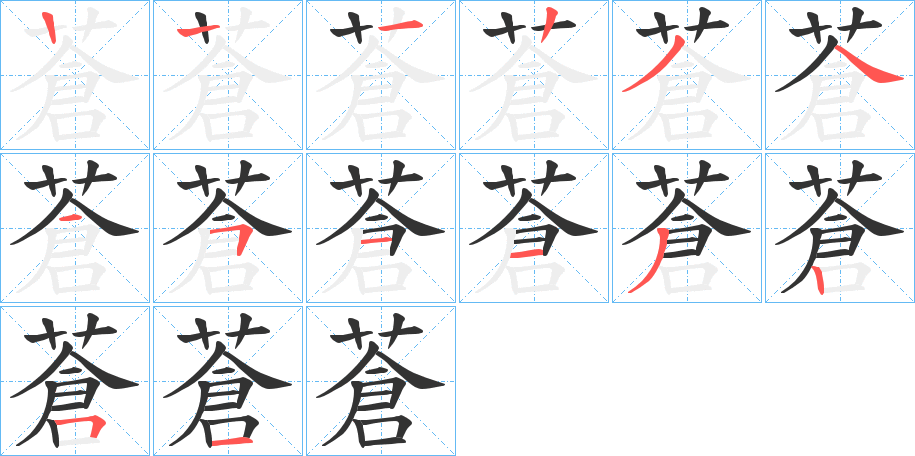 蒼字的笔顺分布演示