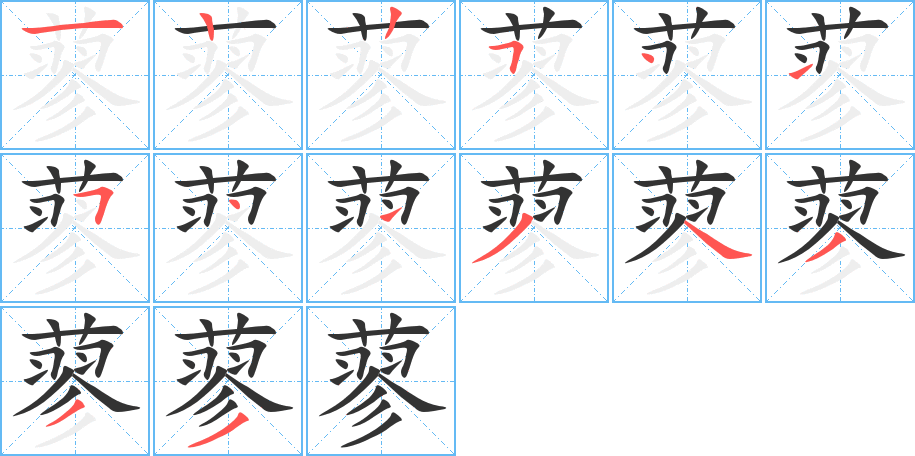 蓼字的笔顺分布演示