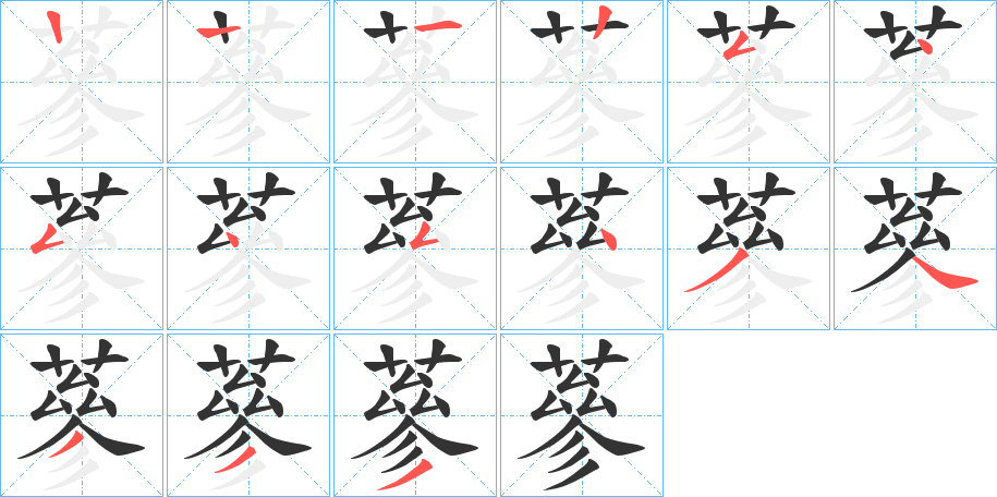 蔘字的笔顺分布演示