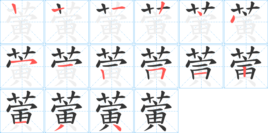 蔩字的笔顺分布演示