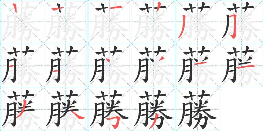 蕂字的笔顺分布演示