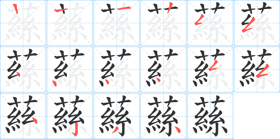 蕬字的笔顺分布演示