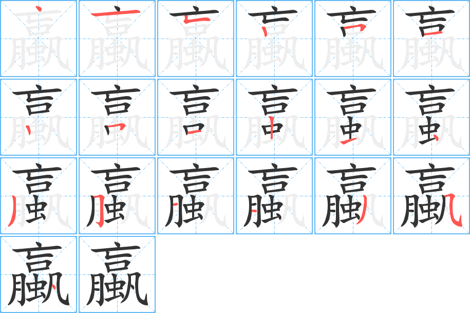 蠃字的笔顺分布演示