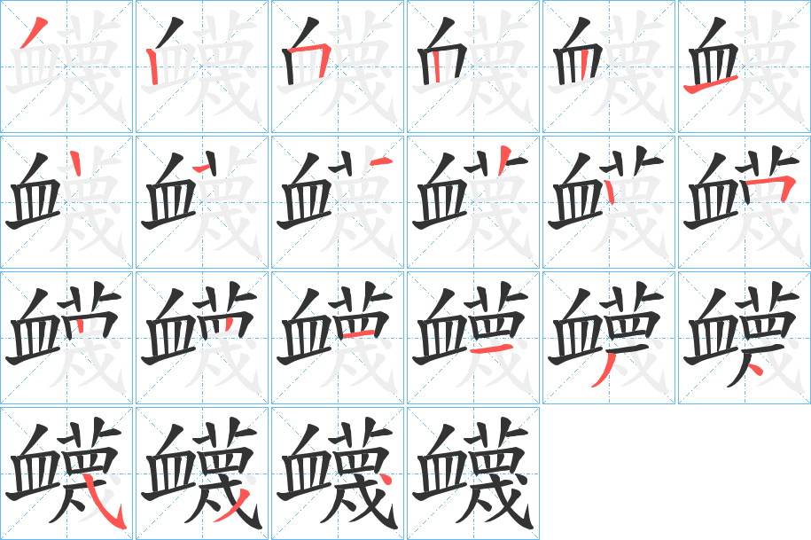 衊字的笔顺分布演示