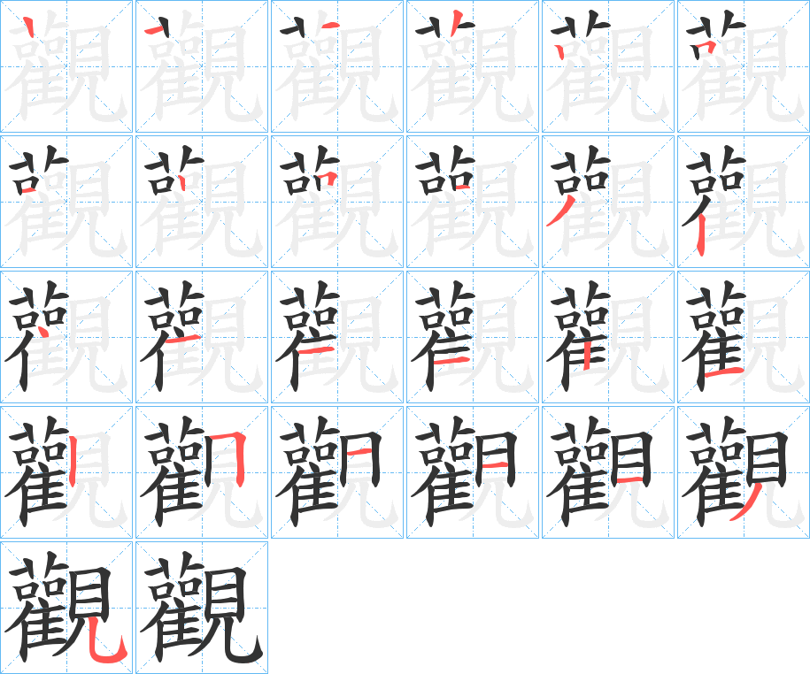 觀字的笔顺分布演示