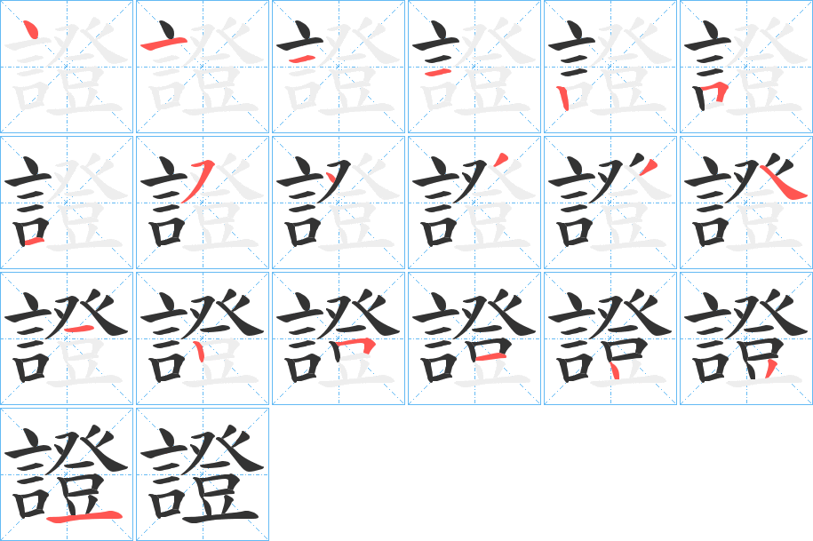 證字的笔顺分布演示